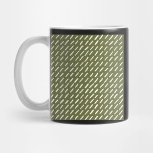 Lines and obliques, Organic strokes in linear formation, minimalist olive green and white Mug